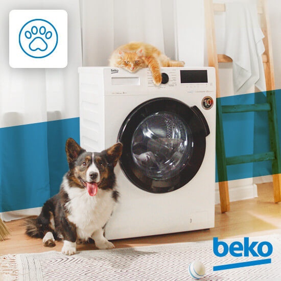 Beko WSPE7612A стиральная машина с тёмным люком — безопасна рядом с домашними животными
