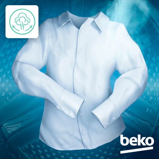 Beko WSPE7612A функция пара SteamCure — бережная стирка рубашек и детской одежды
