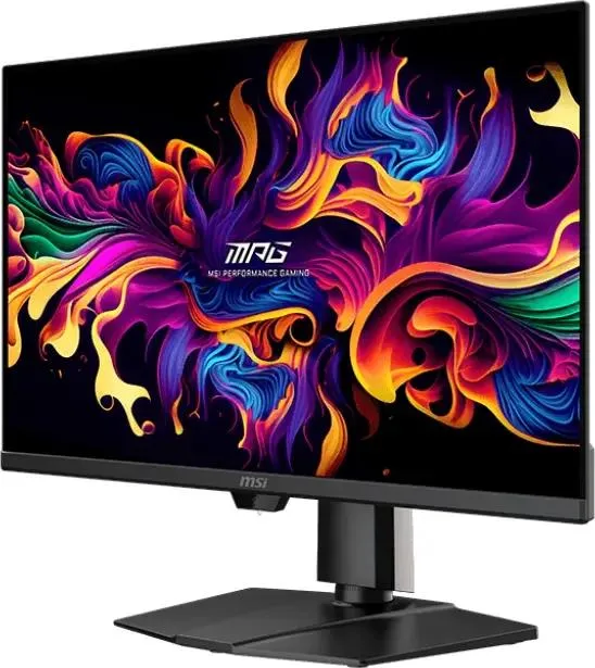 MSI MPG 271QR вид сбоку — конструкция регулируемой подставки и боковая панель корпуса