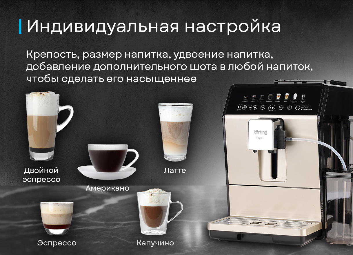 Korting KACM 2026 B Fagotti система вспенивания молока Cream Pro молочник 400 мл