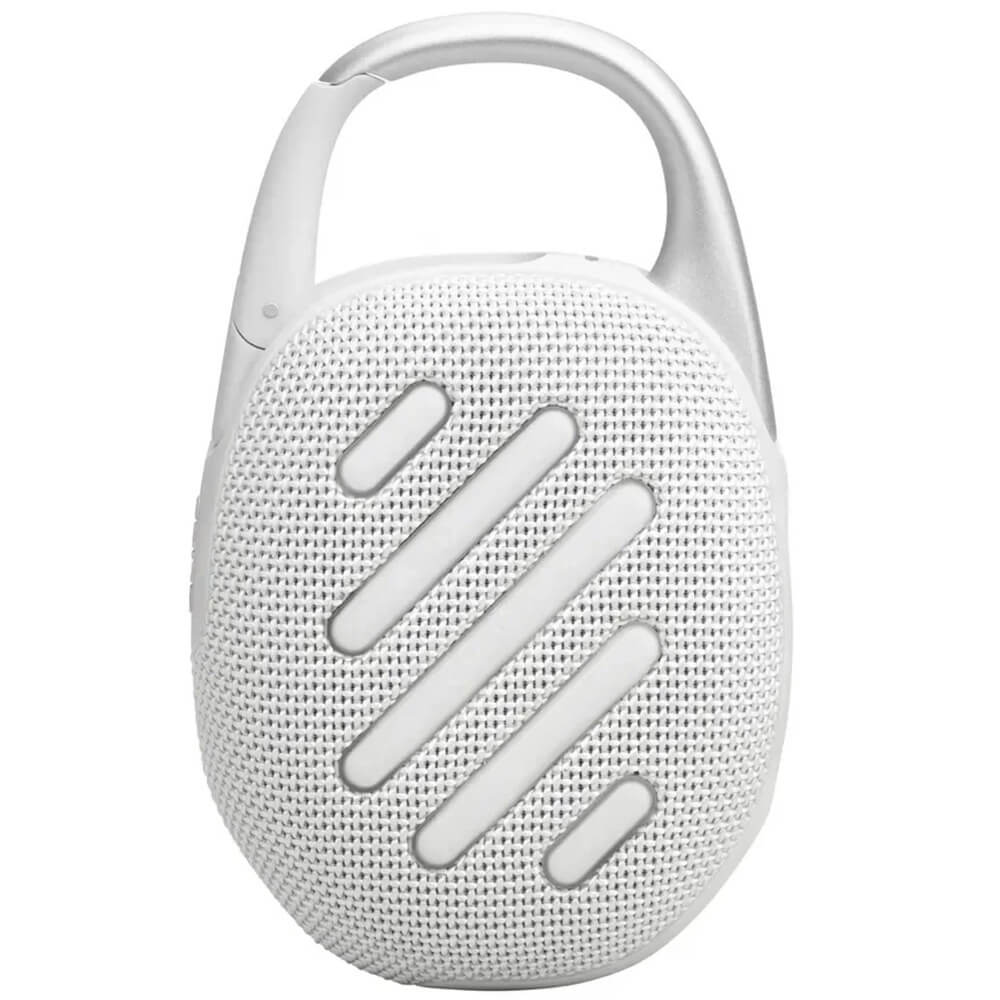 JBL Clip 5 White задняя панель — резиновые вставки и защищённый корпус IP67