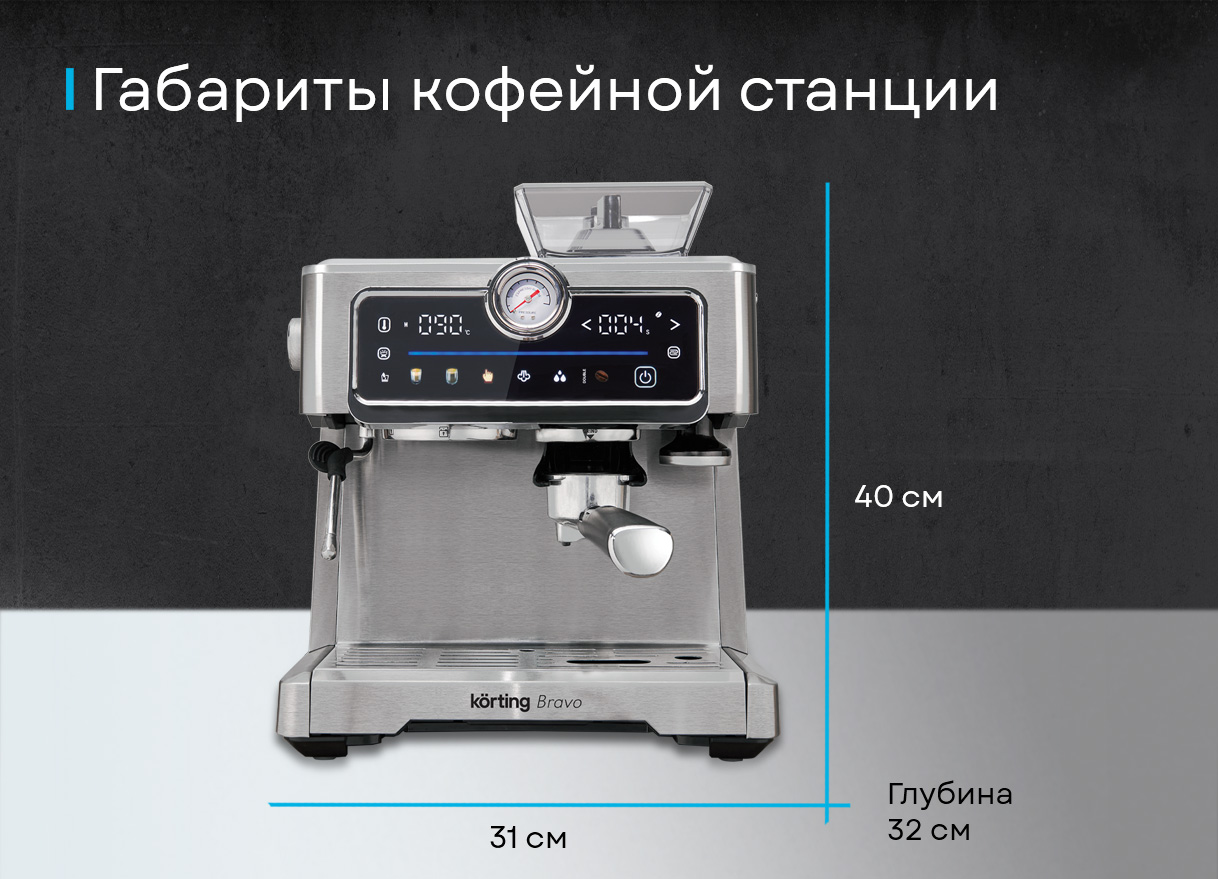 Korting KCM 1013 SA Bravo крупный план рожка фильтра один и две порции