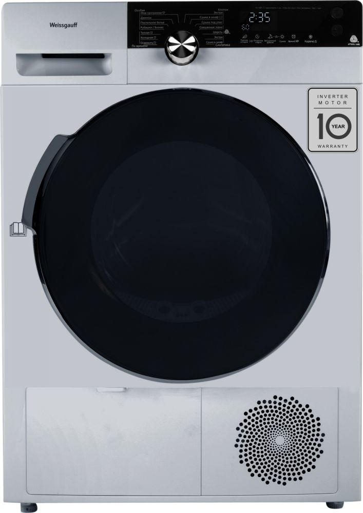 Weissgauff WD 599 DC Inverter Heat Pump — вид спереди, панель управления и барабан