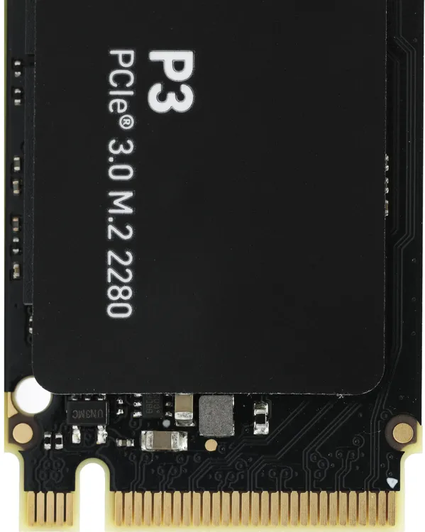 Crucial P3 CT2000P3SSD8 профиль M.2 2280 золотые контакты компоненты на плате толщина 2.3 мм