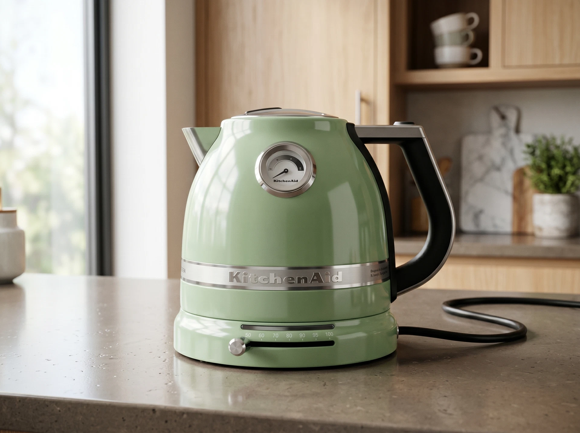 KitchenAid 5KEK1522EPT фисташковый в кухонном интерьере — дизайн и пропорции