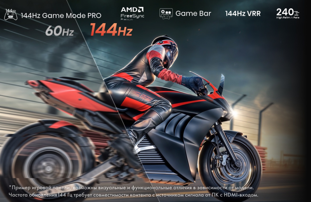 Hisense 65E8Q — игровая панель Game Mode PRO 144 Гц