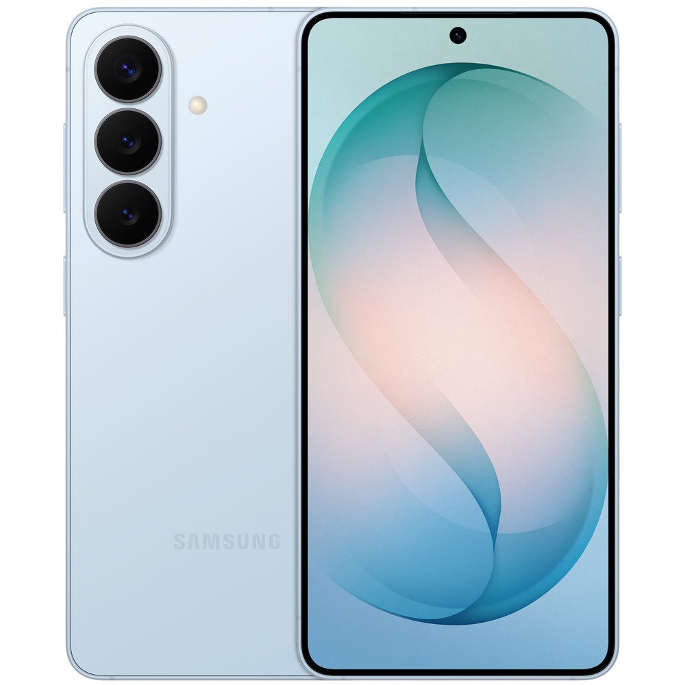 Samsung Galaxy S26 Plus голубой — вид спереди Dynamic AMOLED 2X экран 6.7 дюйма 516 ppi