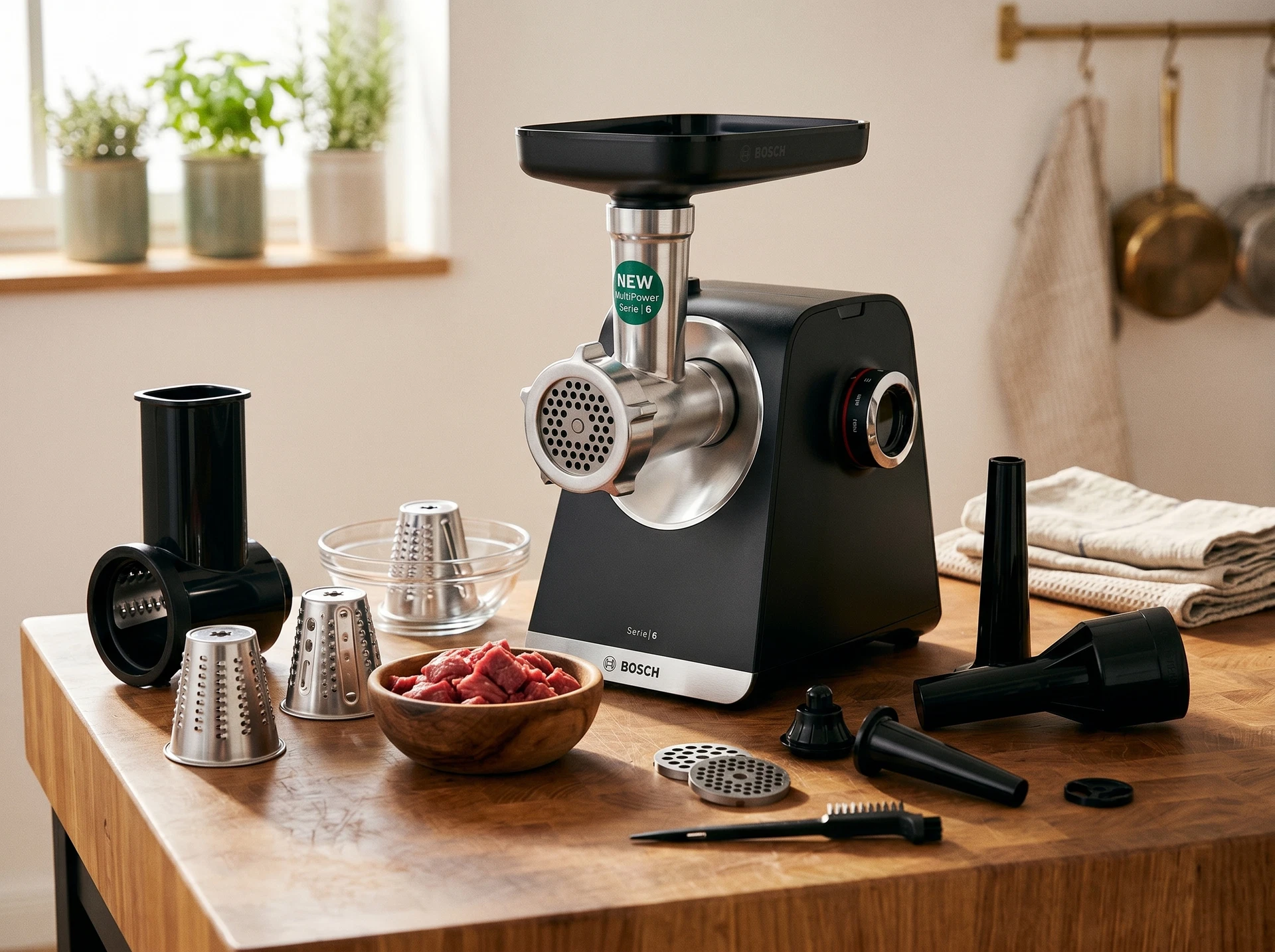Bosch MFWS640B на кухонной столешнице в рабочем положении