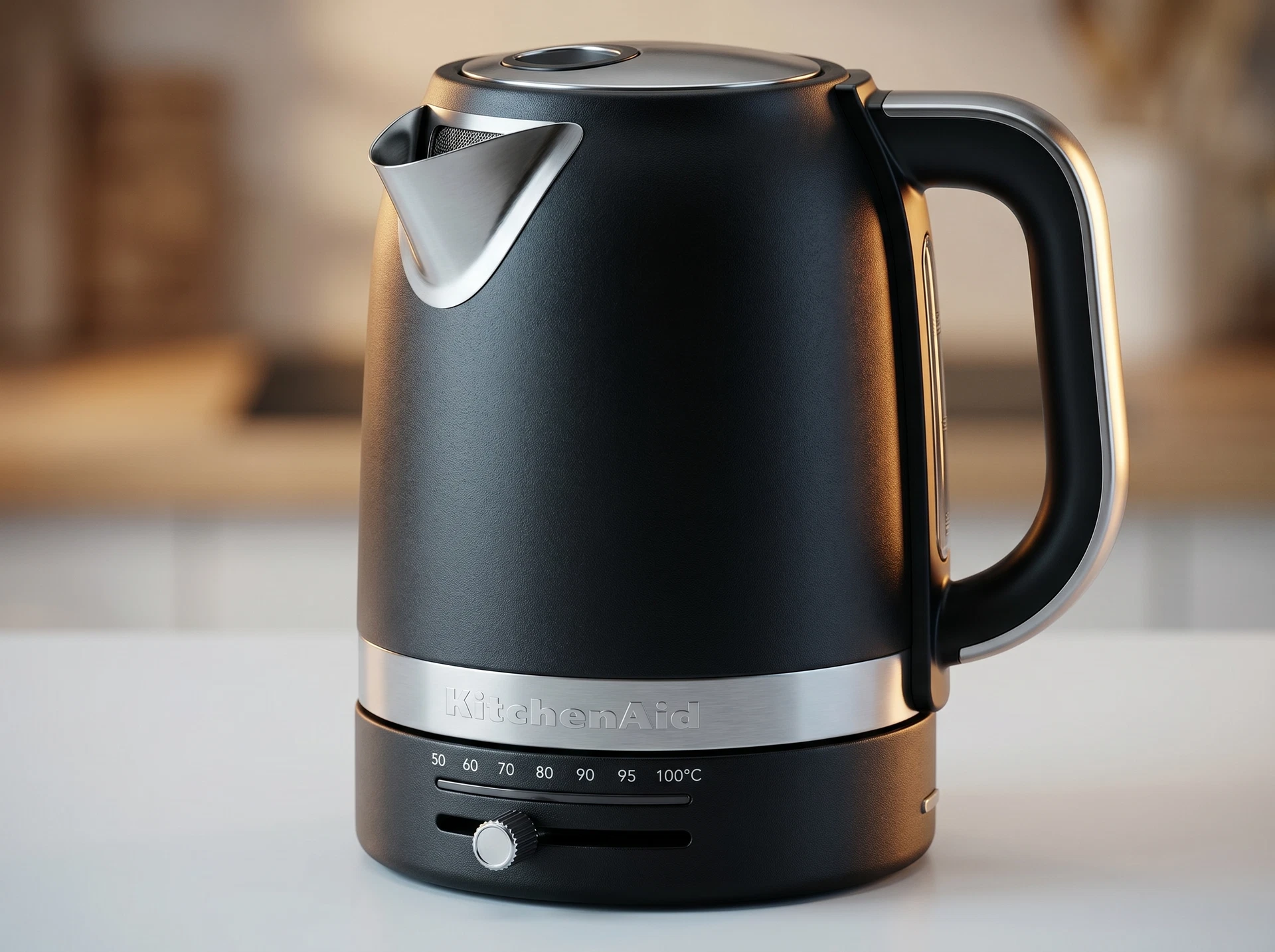 KitchenAid 5KEK1701EBK — детали дизайна матового чёрного металлического корпуса
