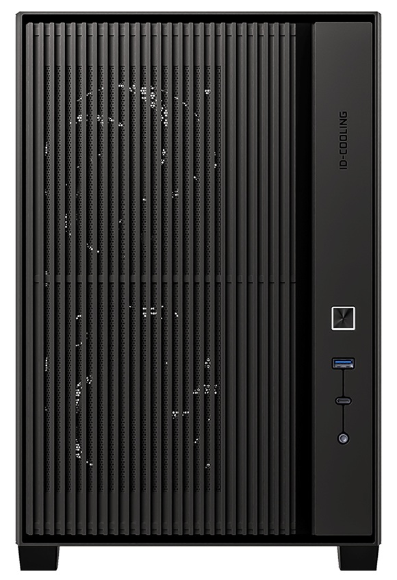 ID-Cooling FLOW 500 AIR вид спереди, передняя панель с портами USB 3.0, USB Type-C и кнопкой питания