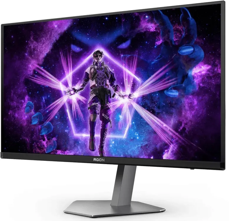 AOC AGON AG276QSD вид сбоку тонкий профиль корпуса на подставке