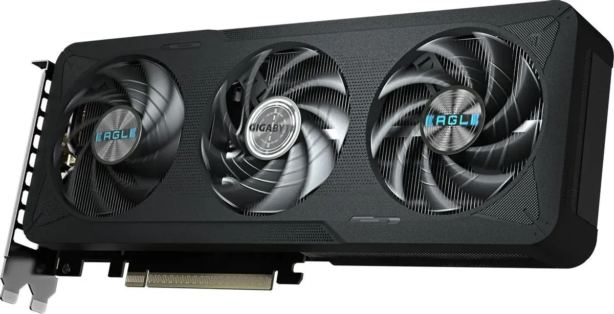 Gigabyte RTX 5060 Ti Eagle Max OC фронтальный вид три вентилятора Eagle охлаждения