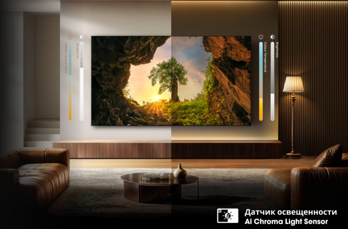 Hisense 55U8Q — AI Chroma Light Sensor, адаптация к освещению