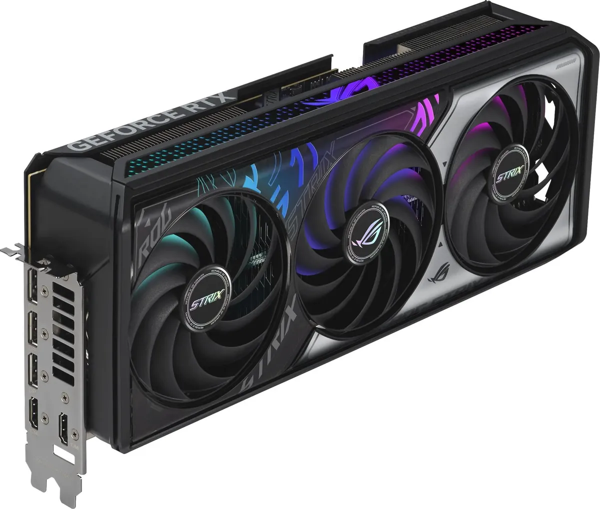 ASUS ROG GeForce RTX 5070 Ti вид сбоку порты HDMI DisplayPort задняя панель