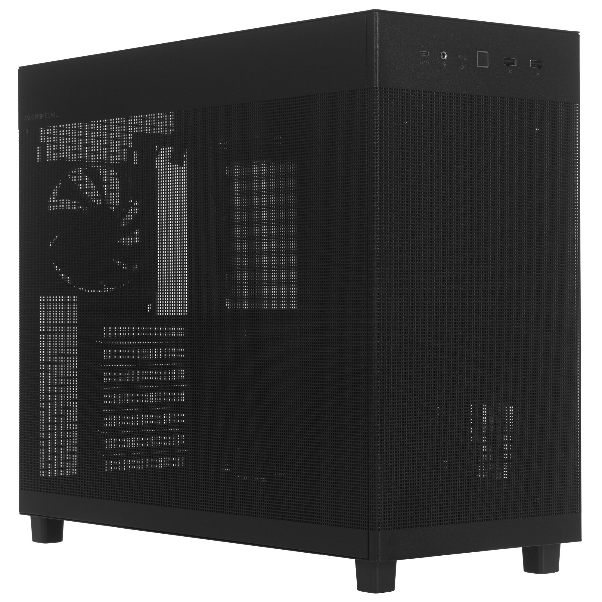ASUS Prime AP303 Mesh боковой профиль перфорированные панели и порты верхней части
