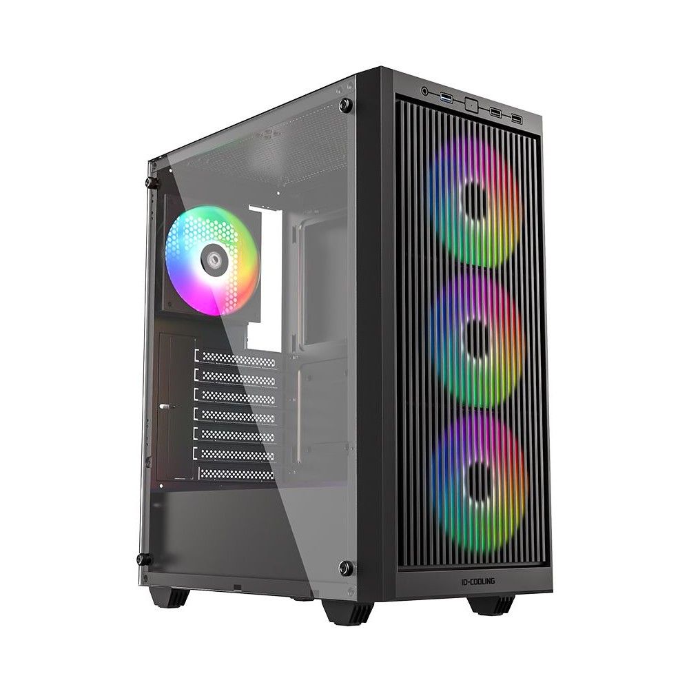 ID-Cooling Ware 310 ARGB вид с открытой боковой панелью ARGB вентиляторы внутри