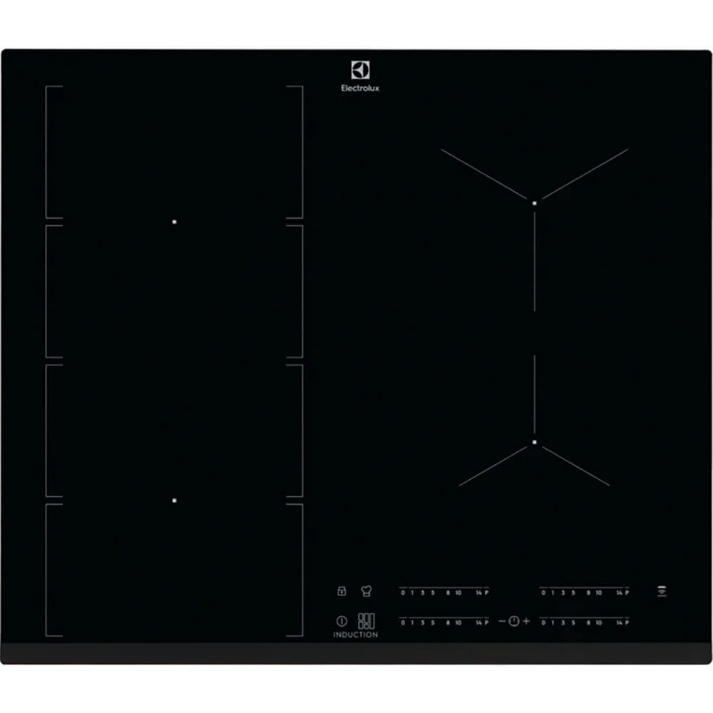 Electrolux EIV654 вид сверху четыре индукционные конфорки Flex Zone сенсорное управление