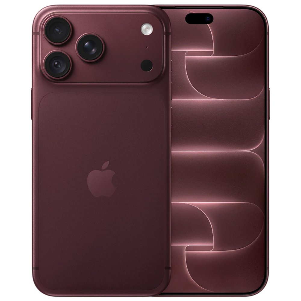 Apple iPhone 18 Pro Max Burgundy &mdash; вид спереди и сзади, тройная камера и дисплей с интерфейсом iOS 27