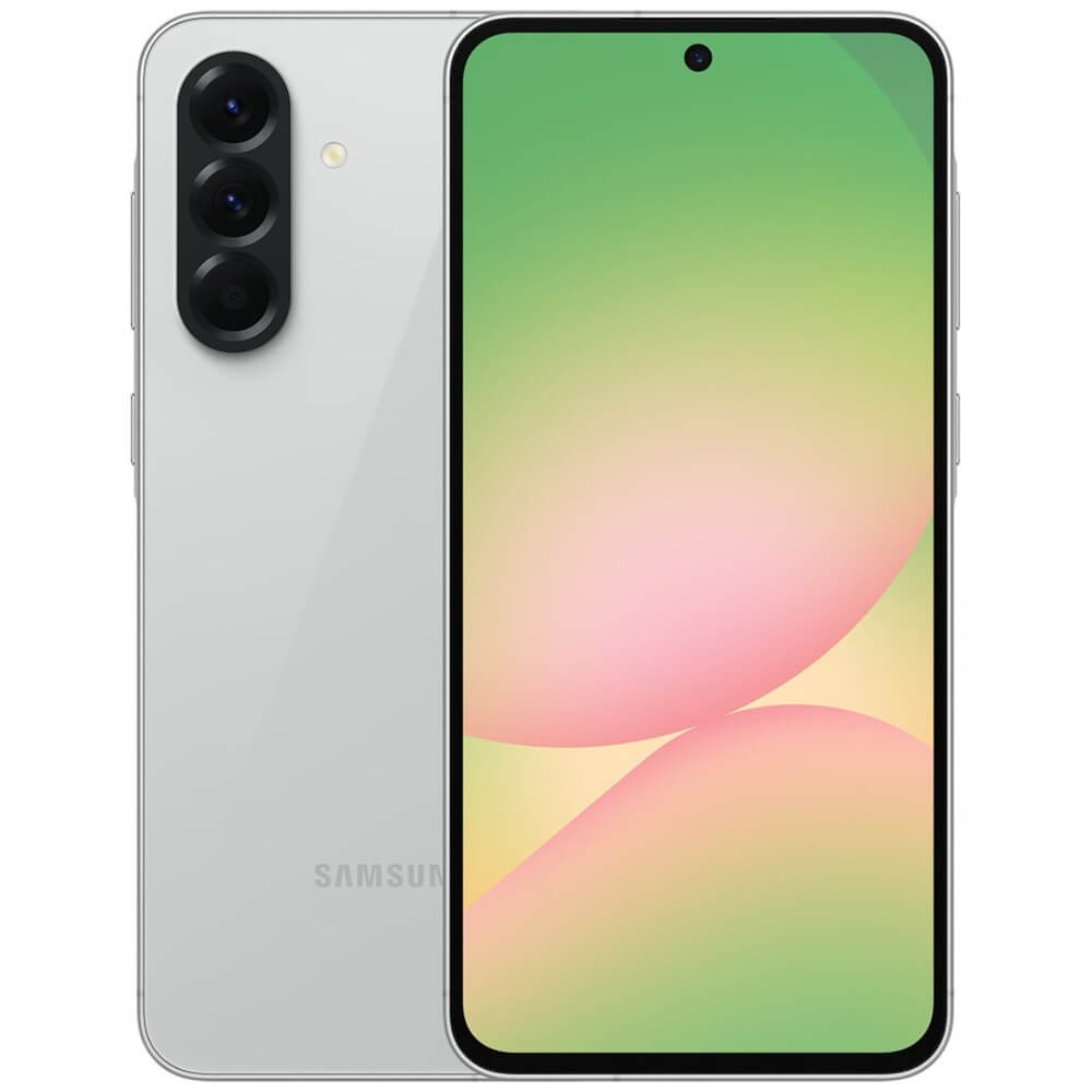 Samsung Galaxy A56 5G серый — вид спереди, металлический корпус