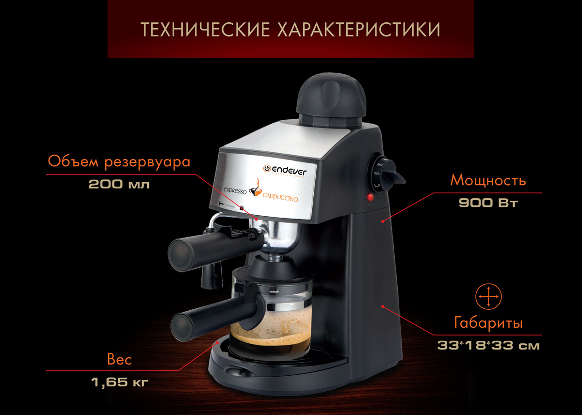Endever Costa-1050 рожок и фильтр из нержавеющей стали крупный план