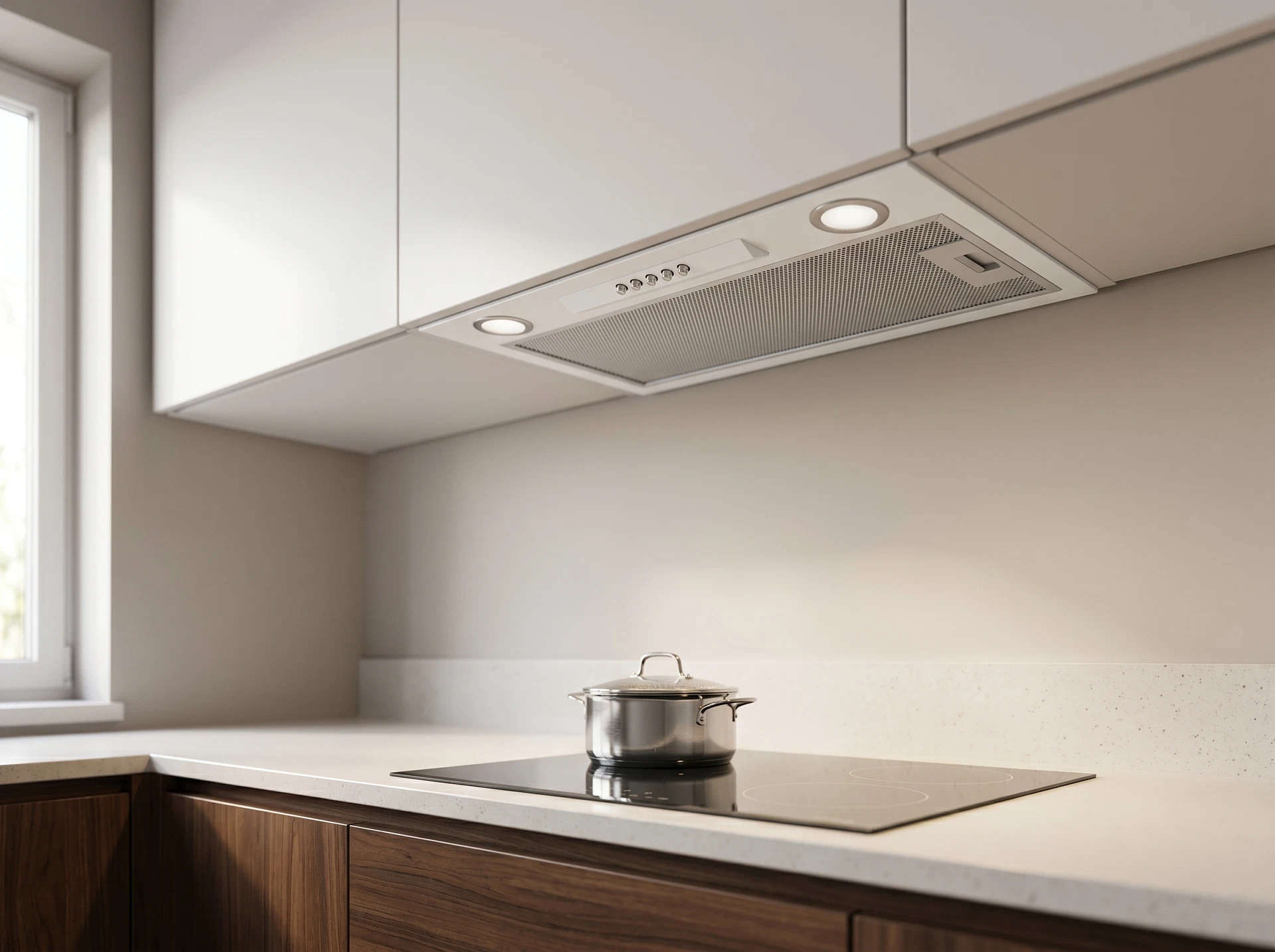 Korting KHI 6530 W встраиваемая вытяжка белый в интерьере кухни