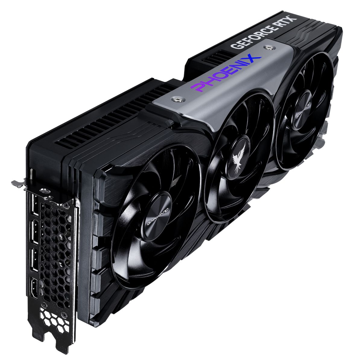 Gainward RTX 5070 Ti PHOENIX вид сбоку тройная система охлаждения разъём питания 16-pin