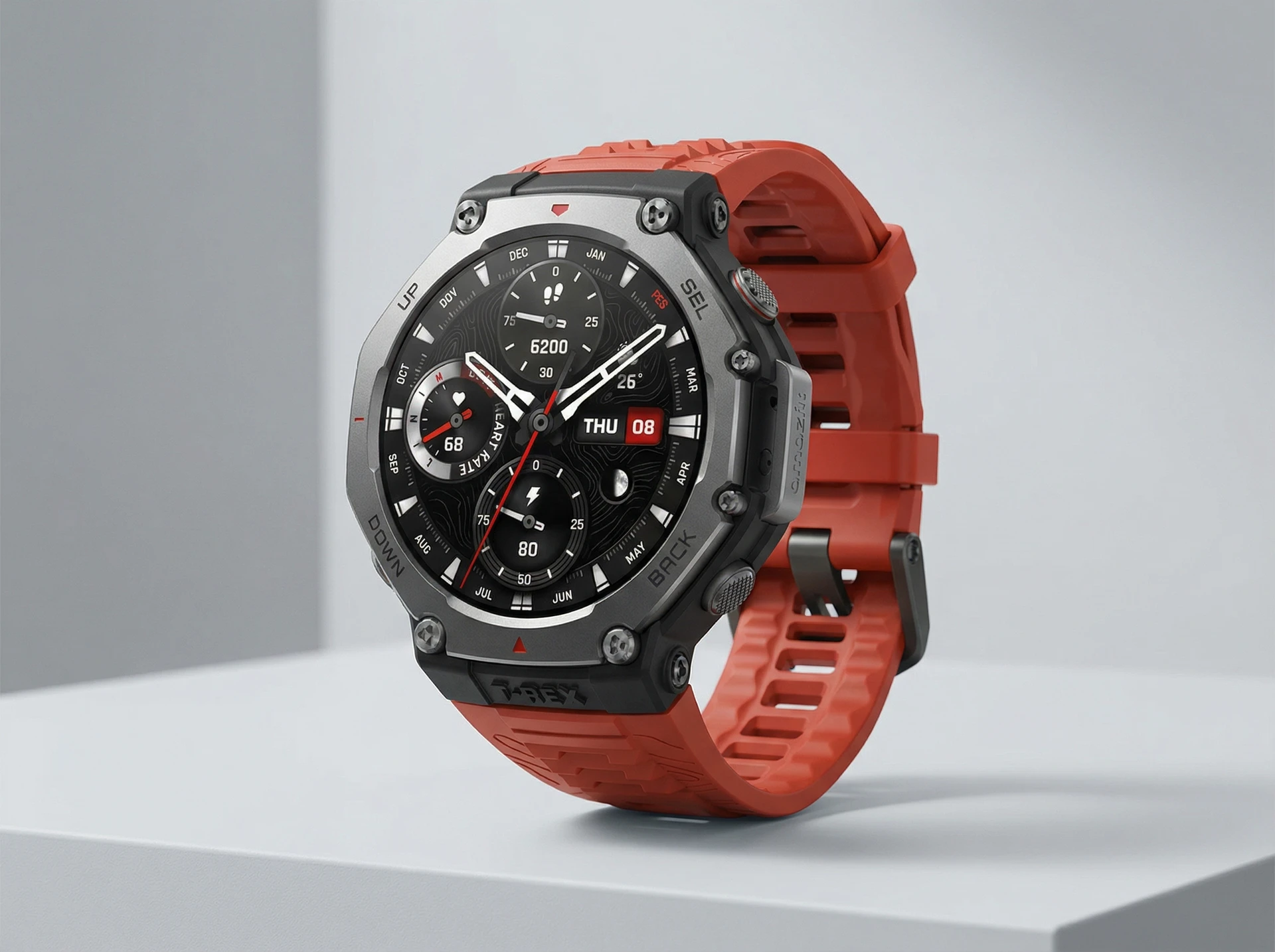 Смарт-часы Amazfit T-Rex 3 A2323 48.5mm красный/темно-серый [6970100374940] - фото в интерьере