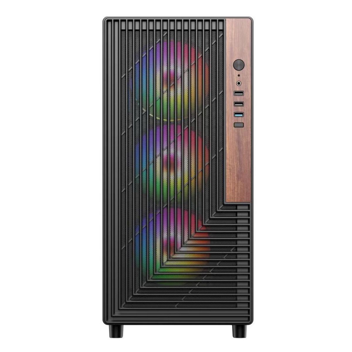 ACD Citadel 101 вид спереди с вертикальными жалюзи и RGB-подсветкой фронтальной панели