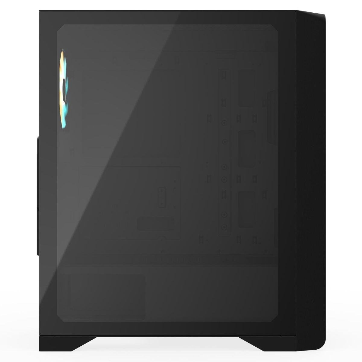 Gigabyte C103G боковой профиль — прозрачная панель из закалённого стекла и ARGB-вентилятор