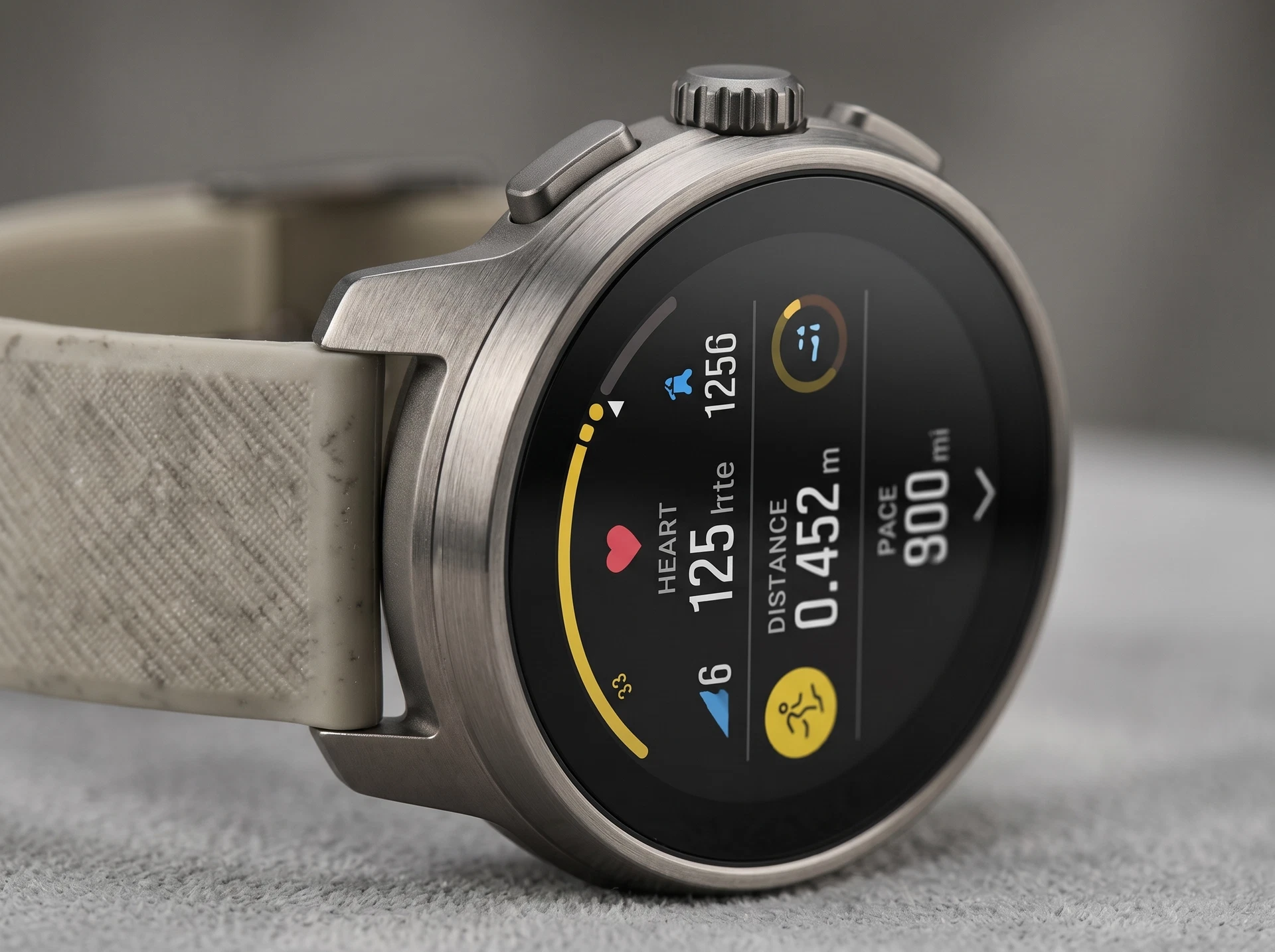 Suunto Race S Gravel Grey — вид корпуса и ремешка в повседневном ношении