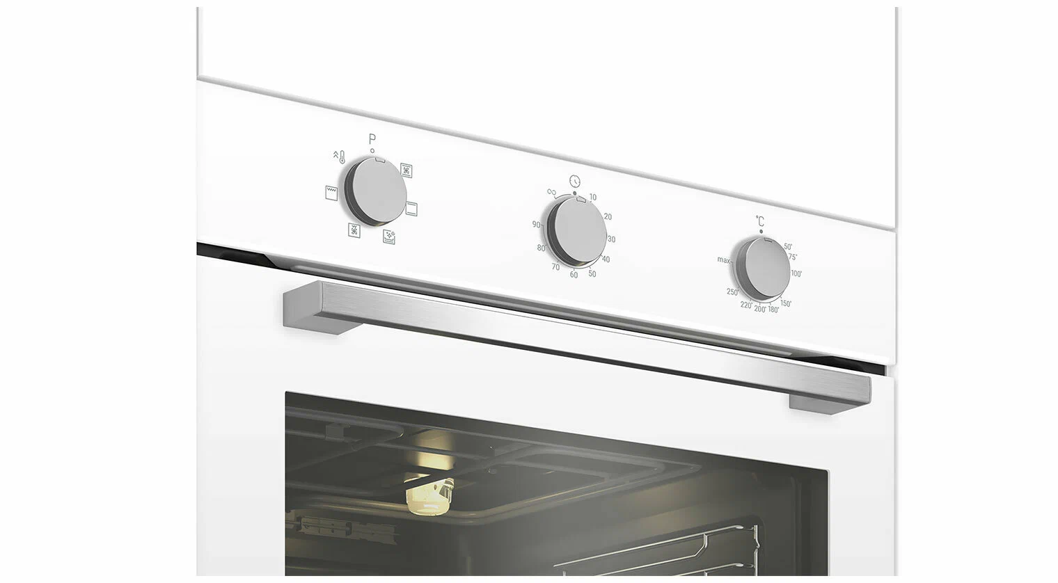 Indesit IFE 3634 WH встраиваемый духовой шкаф белый панель управления три ручки