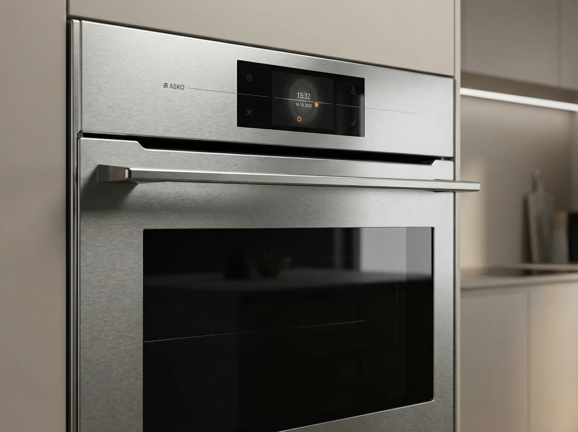 Asko OCM8478GG в интерьере — встраиваемый шкаф в кухонной колонне