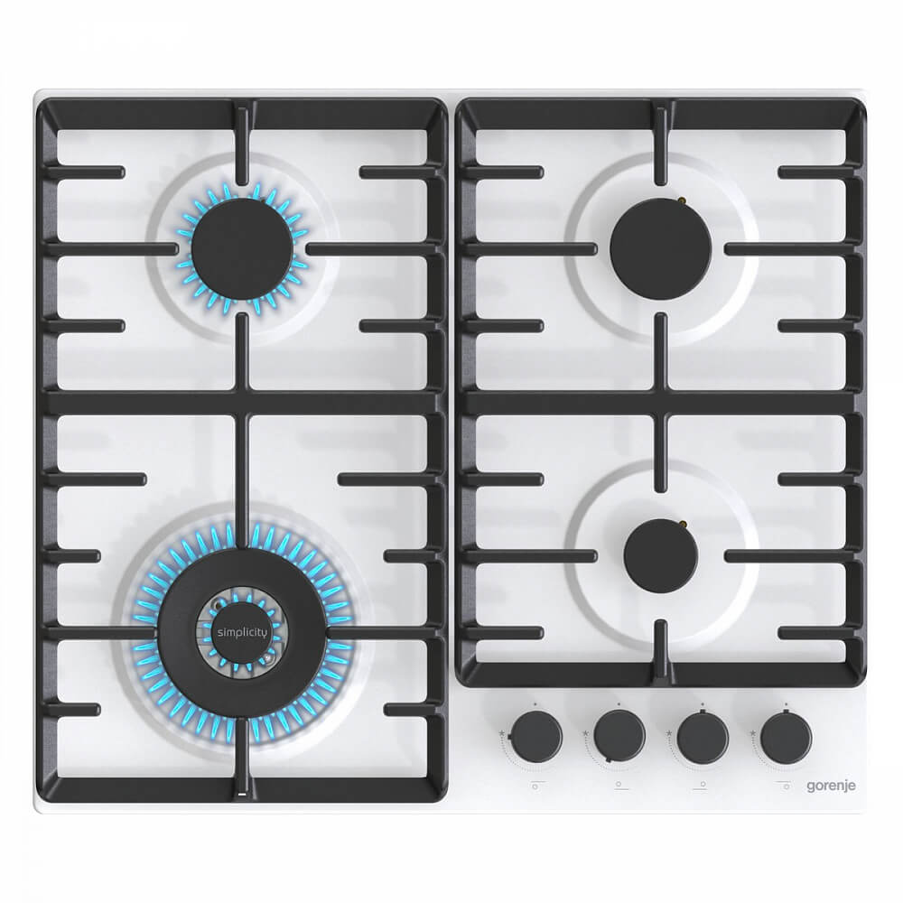 Gorenje GW642SYW конфорки и чугунные решётки крупным планом
