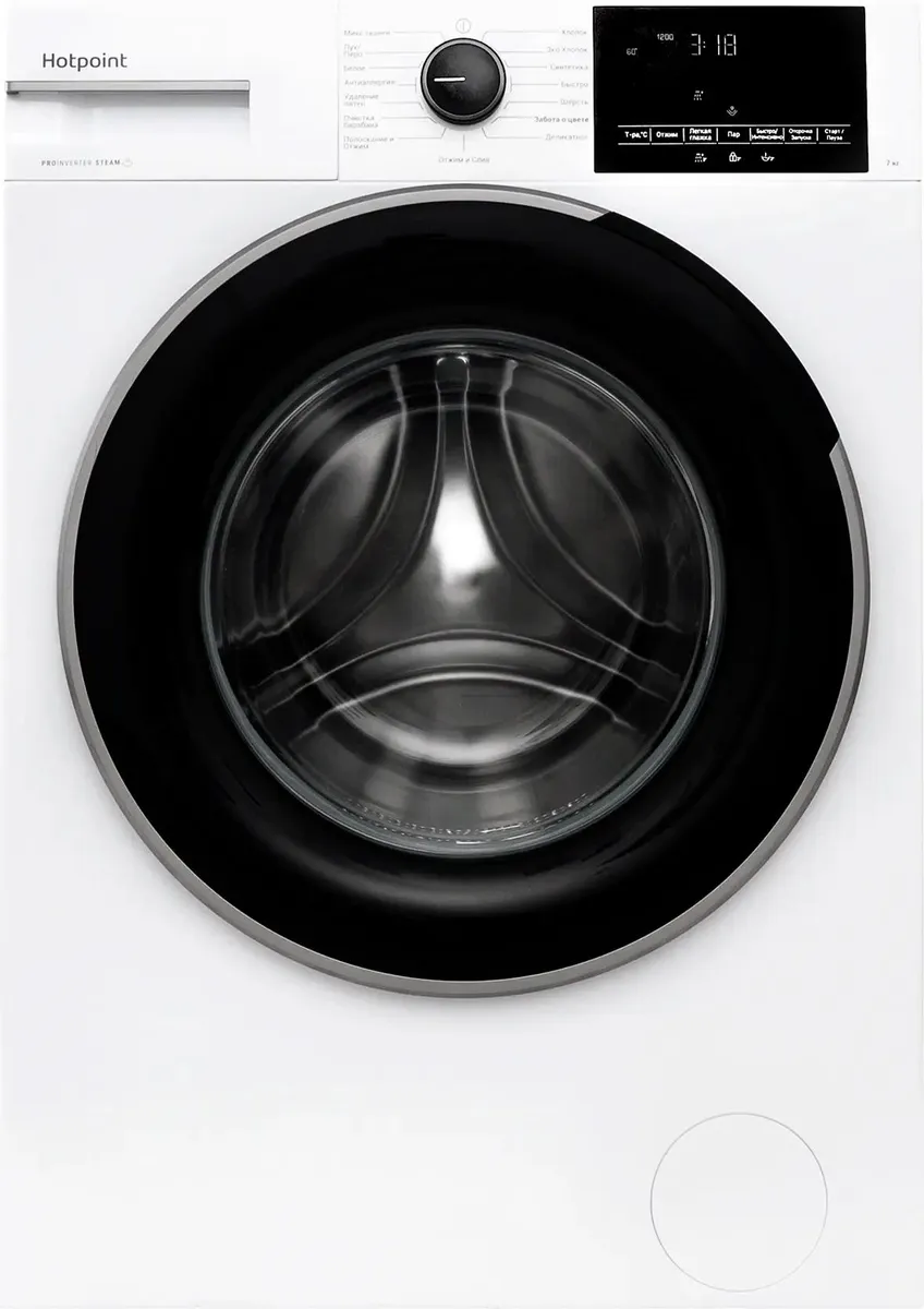 Hotpoint WSH 7290 VWB стиральная машина вид спереди с панелью управления и дисплеем
