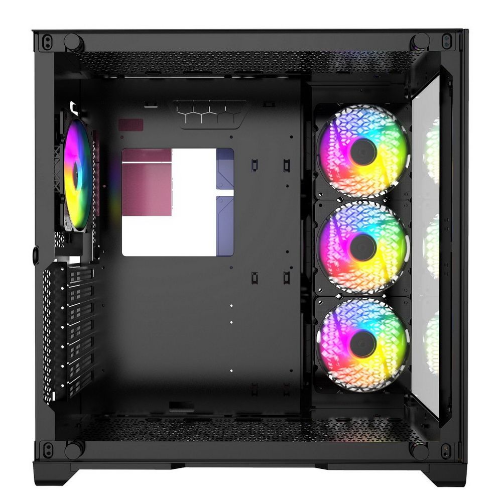 Powercase Vision Micro CVBM-L4 — внутреннее устройство корпуса, крепления компонентов и ARGB-вентиляторы