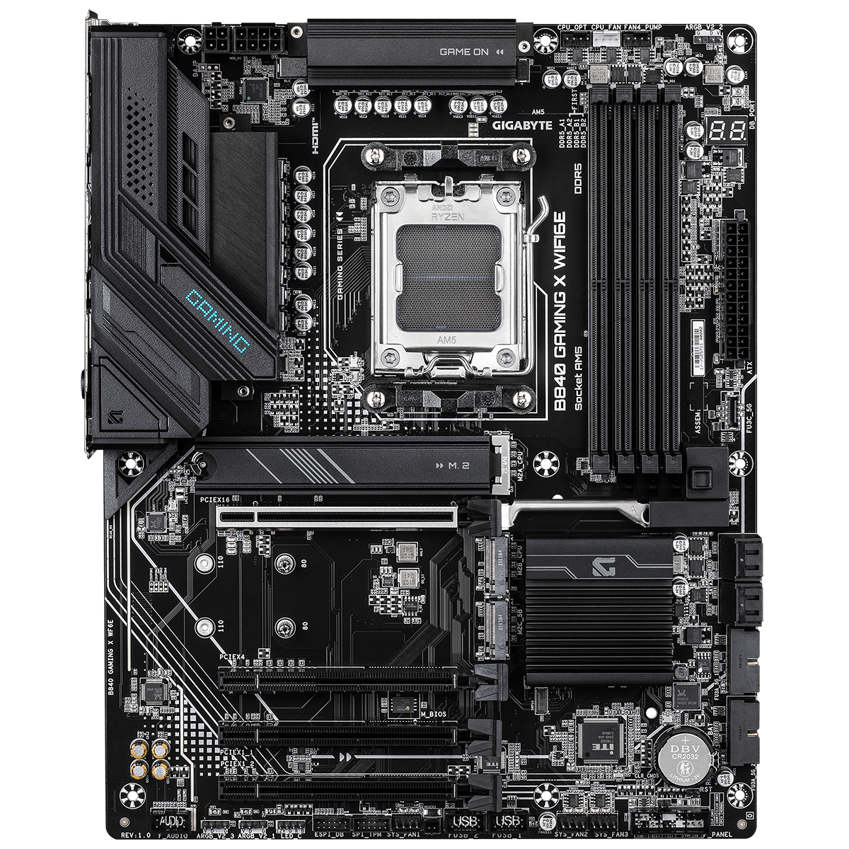 Gigabyte B840 Gaming X Wifi6e материнская плата AM5 слоты DDR5 и разъёмы M.2