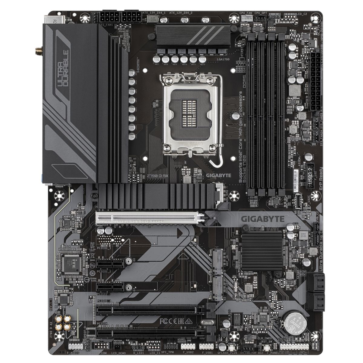 Gigabyte Z790 D AX слоты DDR5 и разъёмы расширения вид сверху