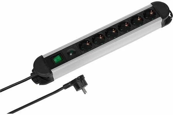 Сетевой фильтр Vivanco EPLS 5_1ALU2M, с/з, 16А / 3680 Вт