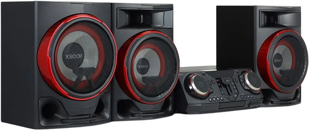 LG CL88 боковой профиль напольного динамика с красной окантовкой конструкция и глубина