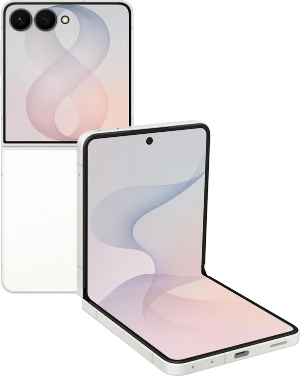 Samsung Galaxy Z Flip8 12/512GB кремовый — вид спереди, основной экран 6.9 Dynamic AMOLED 2X