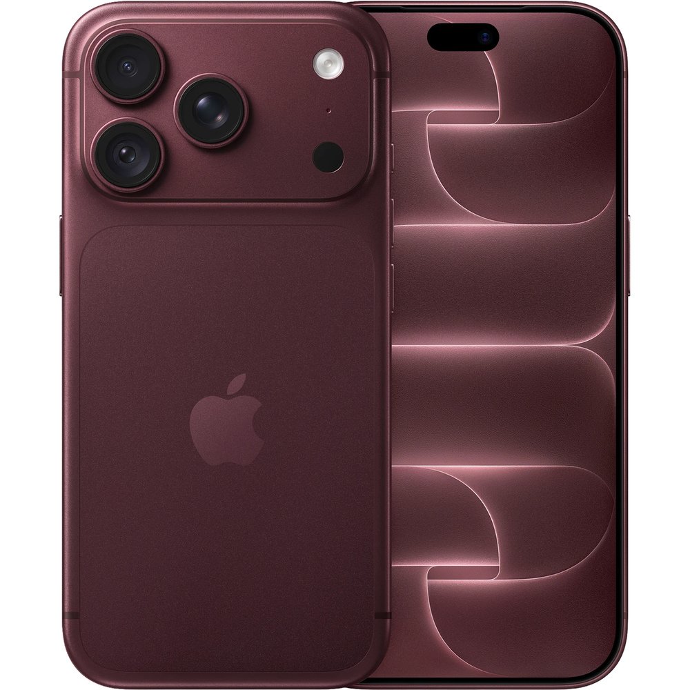 Apple iPhone 18 Pro Burgundy вид спереди и сбоку с тройной камерой и динамическим островом